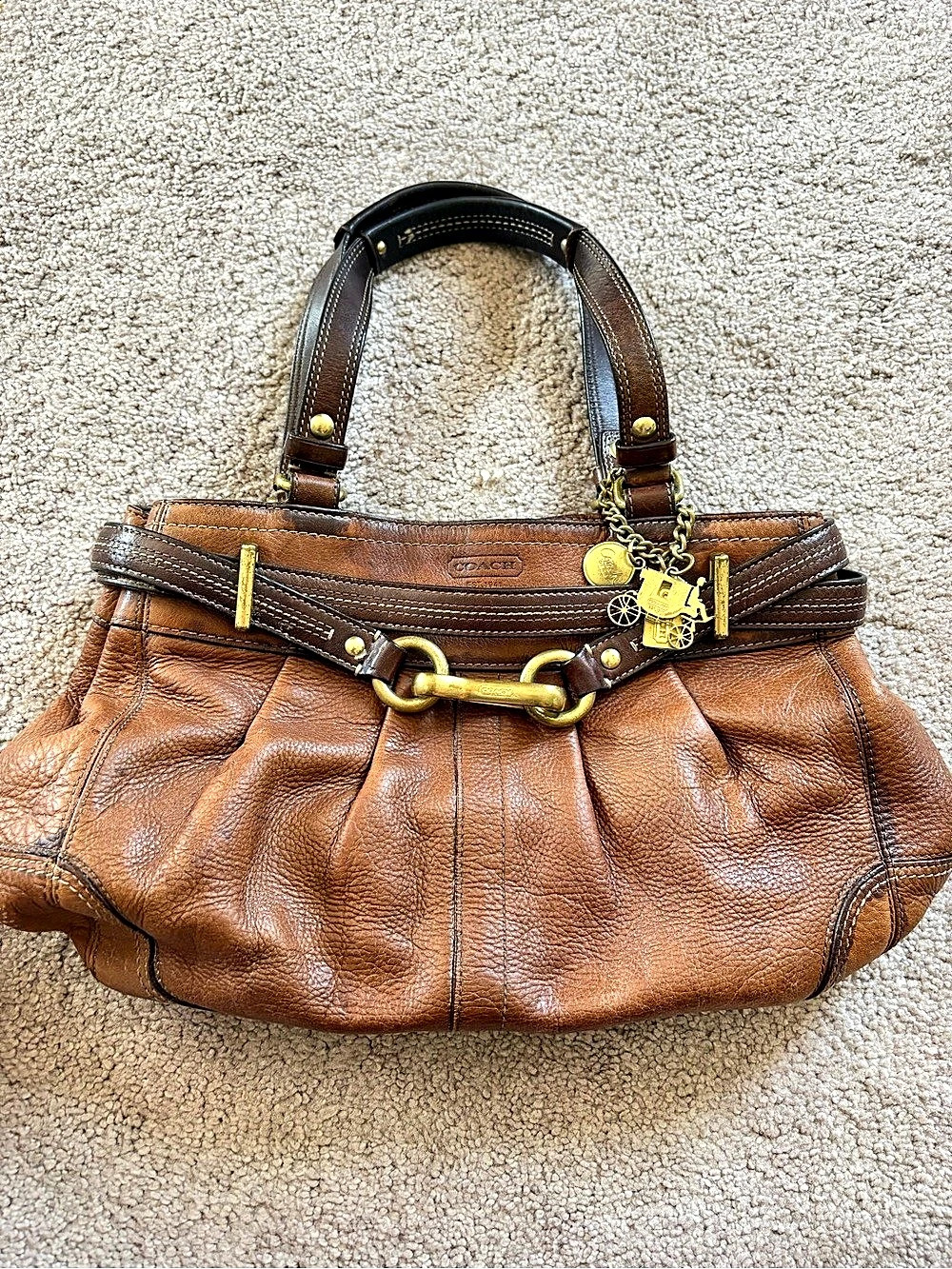 Coach Parker Vintage Brown Leather Shoulder Bag Brown